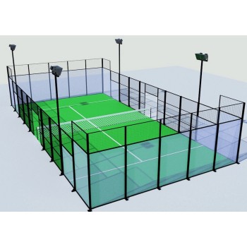 Outdoor Panoramic Padel Court with Full Glass Back Wall and Anti-Rust Structure for Sports Clubs