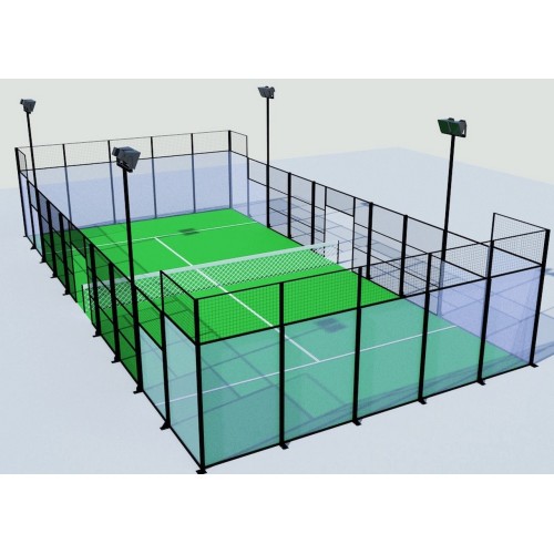 Outdoor Panoramic Padel Court with Full Glass Back Wall and Anti-Rust Structure for Sports Clubs