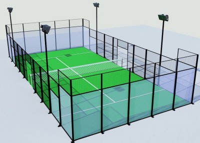 Outdoor Panoramic Padel Court with Full Glass Back Wall and Anti-Rust Structure for Sports Clubs