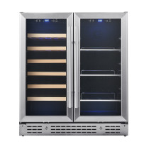 OEM/ODM Customizable Dual Zone Beverage Cooler with Double Glass Door and Stainless Steel Handle