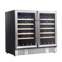 OEM & ODM Customizable Dual Zone Wine Cooler with Double Door with Wooden Shelves for Wholesale
