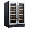 Customizable 42 Bottles Wine Cooler with Double Glass Door and Wooden Shelves, Under Counter or Freestanding