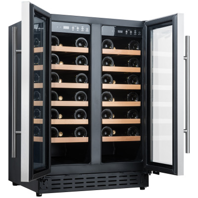Built-in or Freestanding Customizable 42 Bottles Wine Cooler with Double Glass Door