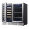 Customizable Dual Zone Wine & Beverage Cooler with Double Door - Left Side for Wine with Wooden Shelves and  Right Side for Beverage with Glass Shelves