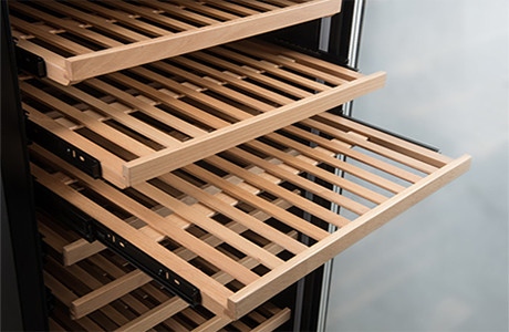 wooden shelves for wine cooler