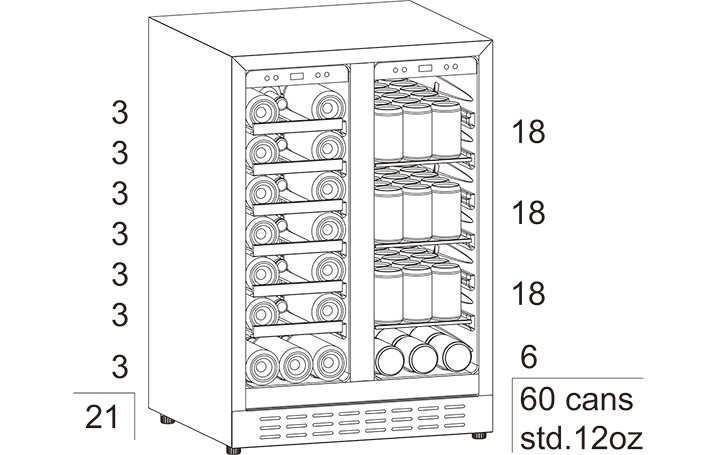Bottle Capacity of the Wine & Beverage Cooler