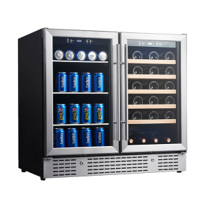 Customizable Dual Zone Wine & Beverage Cooler with Double Stainless Steel Glass Doors for OEM/ODM
