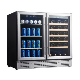Customizable Dual Zone Wine & Beverage Cooler with Double Stainless Steel Glass Doors for OEM/ODM