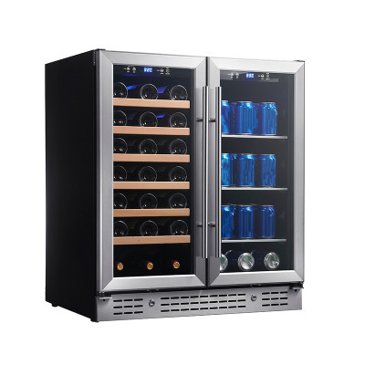 OEM/ODM Customizable Dual Zone Beverage Cooler with Double Glass Door and Stainless Steel Handle