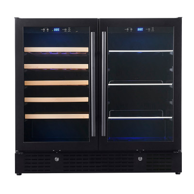 OEM/ODM Dual Zone Wine & Beverage Cooler with Double Glass Door and Stainless Steel Handle