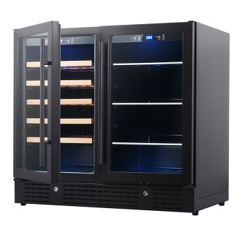 OEM/ODM Dual Zone Wine & Beverage Cooler with Double Glass Door and Stainless Steel Handle
