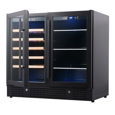 OEM/ODM Dual Zone Wine & Beverage Cooler with Double Glass Door and Stainless Steel Handle