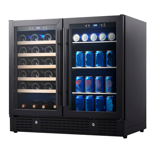 OEM/ODM Dual Zone Wine & Beverage Cooler with Double Glass Door and Stainless Steel Handle