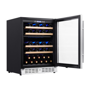 118L Wine Cooler – Dual Zone Wine Fridge with Glass Door for Home & Commercial Use
