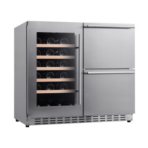 Versatile 190L Standalone Refrigerator: Perfect Wine Cooler Left, Spacious Storage Drawers Right