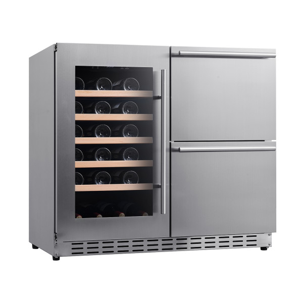 Versatile 190L Standalone Refrigerator: Perfect Wine Cooler Left, Spacious Storage Drawers Right