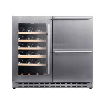 Versatile 190L Standalone Refrigerator: Perfect Wine Cooler Left, Spacious Storage Drawers Right