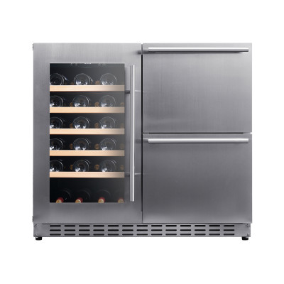 Versatile 190L Standalone Refrigerator: Perfect Wine Cooler Left, Spacious Storage Drawers Right