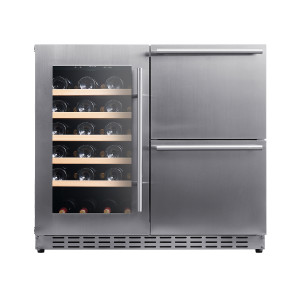 Versatile 190L Standalone Refrigerator: Perfect Wine Cooler Left, Spacious Storage Drawers Right
