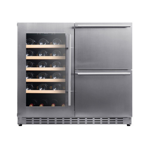 Versatile 190L Standalone Refrigerator: Perfect Wine Cooler Left, Spacious Storage Drawers Right