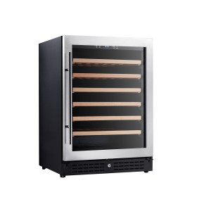 OEM/ODM 135L Single Zone Wine Cooler with Seamless Stainless Steel Door and Wooden Shelves