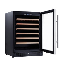 OEM/ODM 135L Single Zone Wine Cooler with Seamless Stainless Steel Door and Wooden Shelves