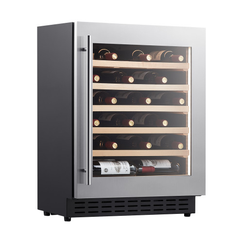 33 Bottles Modern Wine Cooler - Customizable OEM & ODM Solutions with Shallow Depth and Elegant Wooden Shelves, Ideal for Wholesale Distribution
