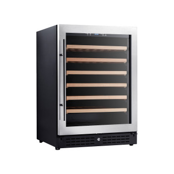OEM/ODM 135L Single Zone Wine Cooler with Seamless Stainless Steel Door and Wooden Shelves