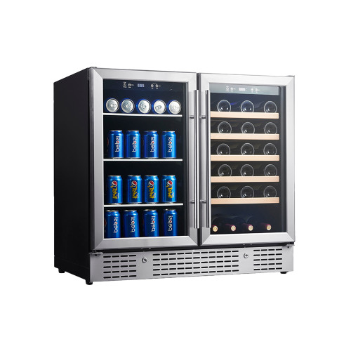 Customizable Dual Zone Wine & Beverage Cooler with Double Stainless Steel Glass Doors for OEM/ODM