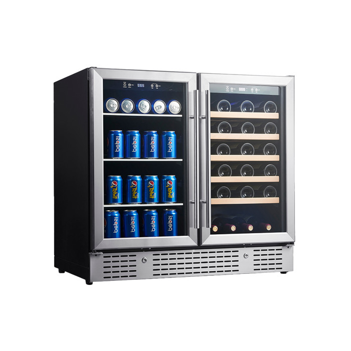 Customizable Dual Zone Wine & Beverage Cooler with Double Stainless Steel Glass Doors for OEM/ODM