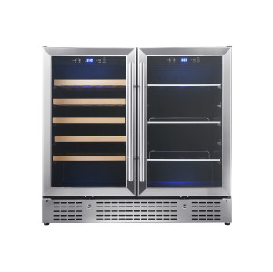 Customizable Dual Zone Wine & Beverage Cooler with Double Stainless Steel Glass Doors for OEM/ODM