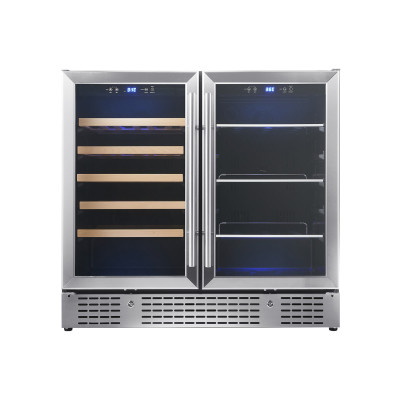 Customizable Dual Zone Wine & Beverage Cooler with Double Stainless Steel Glass Doors for OEM/ODM