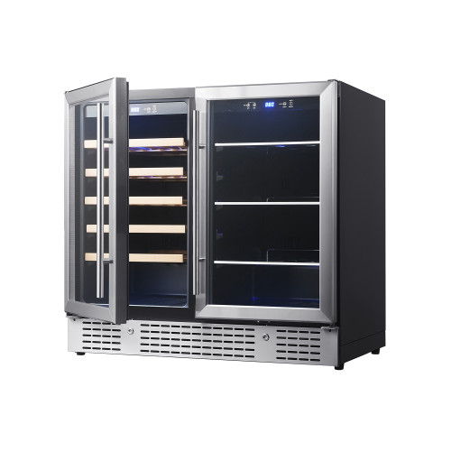 Customizable Dual Zone Wine & Beverage Cooler with Double Stainless Steel Glass Doors for OEM/ODM