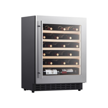 Built-in |33 Bottles Shallow Depth Wine Cooler|OEM & ODM Solutions|Single Zone|Wooden Shelves
