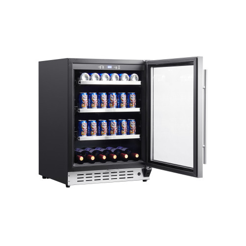 118L Beverage Cooler – Compact Glass Door Drink Fridge for Home & Commercial Use