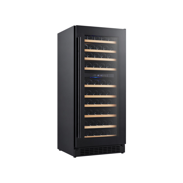 Dual-Zone Compressor Wine Cooler with 11 Wooden Shelves – OEM-Ready Black Glass Door Wine Fridge