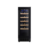 Small Single Zone Wine Cooler, Compressor Cooling, Black Glass Door with 5 Wood Shelves