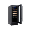 Small Single Zone Wine Cooler, Compressor Cooling, Black Glass Door with 5 Wood Shelves