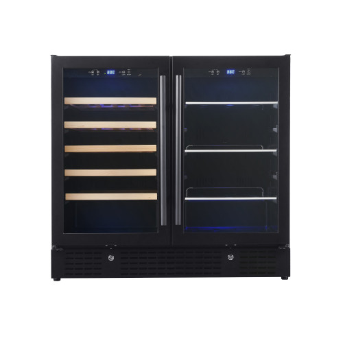 OEM/ODM Dual Zone Wine & Beverage Cooler with Double Glass Door and Stainless Steel Handle