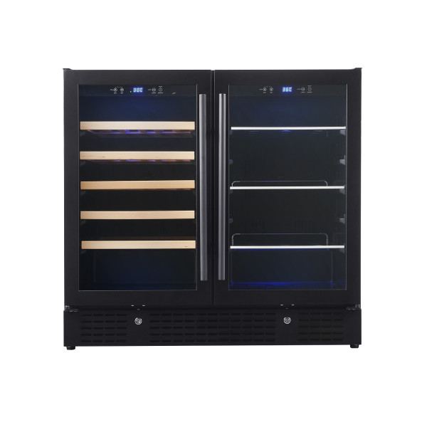 OEM/ODM Dual Zone Wine & Beverage Cooler with Double Glass Door and Stainless Steel Handle