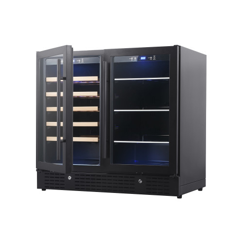 OEM/ODM Dual Zone Wine & Beverage Cooler with Double Glass Door and Stainless Steel Handle