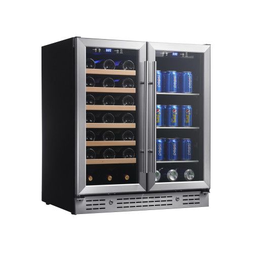 OEM/ODM Customizable Dual Zone Beverage Cooler with Double Glass Door and Stainless Steel Handle