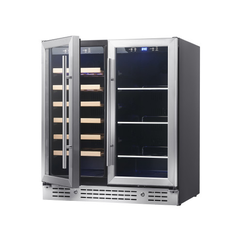 OEM/ODM Customizable Dual Zone Beverage Cooler with Double Glass Door and Stainless Steel Handle
