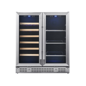 OEM/ODM Customizable Dual Zone Beverage Cooler with Double Glass Door and Stainless Steel Handle