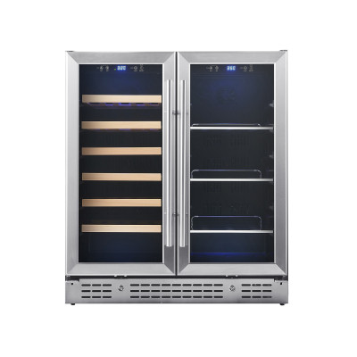 OEM/ODM Customizable Dual Zone Beverage Cooler with Double Glass Door and Stainless Steel Handle