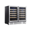 OEM & ODM Customizable Dual Zone Wine Cooler with Double Door with Wooden Shelves for Wholesale