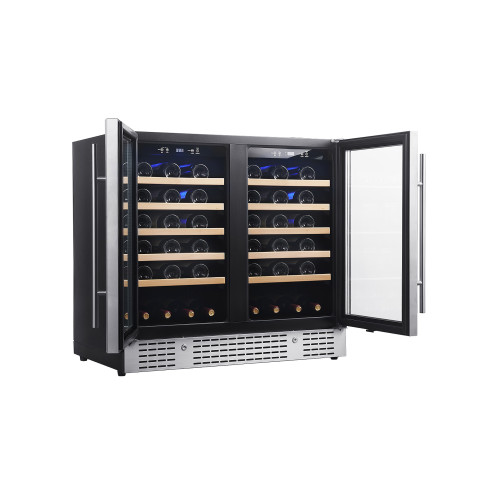 OEM & ODM Customizable Dual Zone Wine Cooler with Double Door with Wooden Shelves for Wholesale