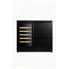 Black Versatile 190L Standalone Refrigerator: Wine Cooler Left, Spacious Storage Drawers Right