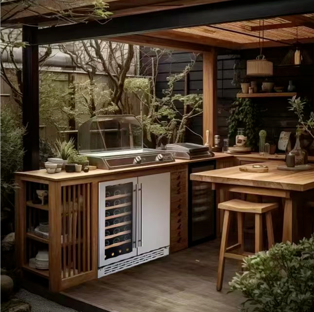 outdoor kitchen wine fridge