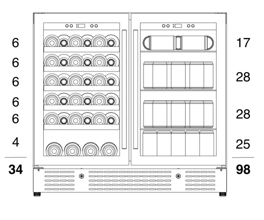 Bottle Capacity of the Wine & Beverage Cooler